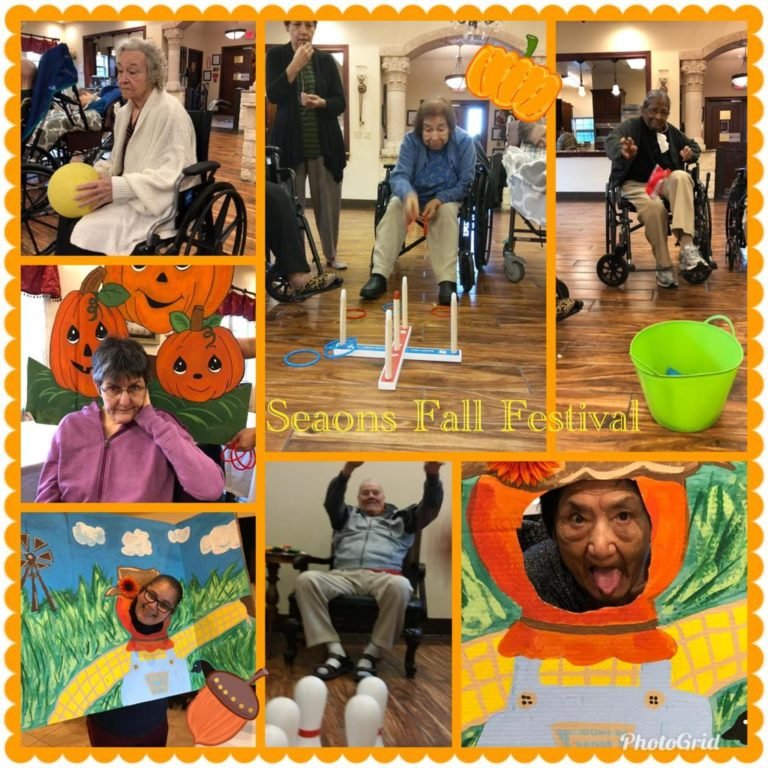 Residents playing ring toss and games at the Seasons Fall Festival