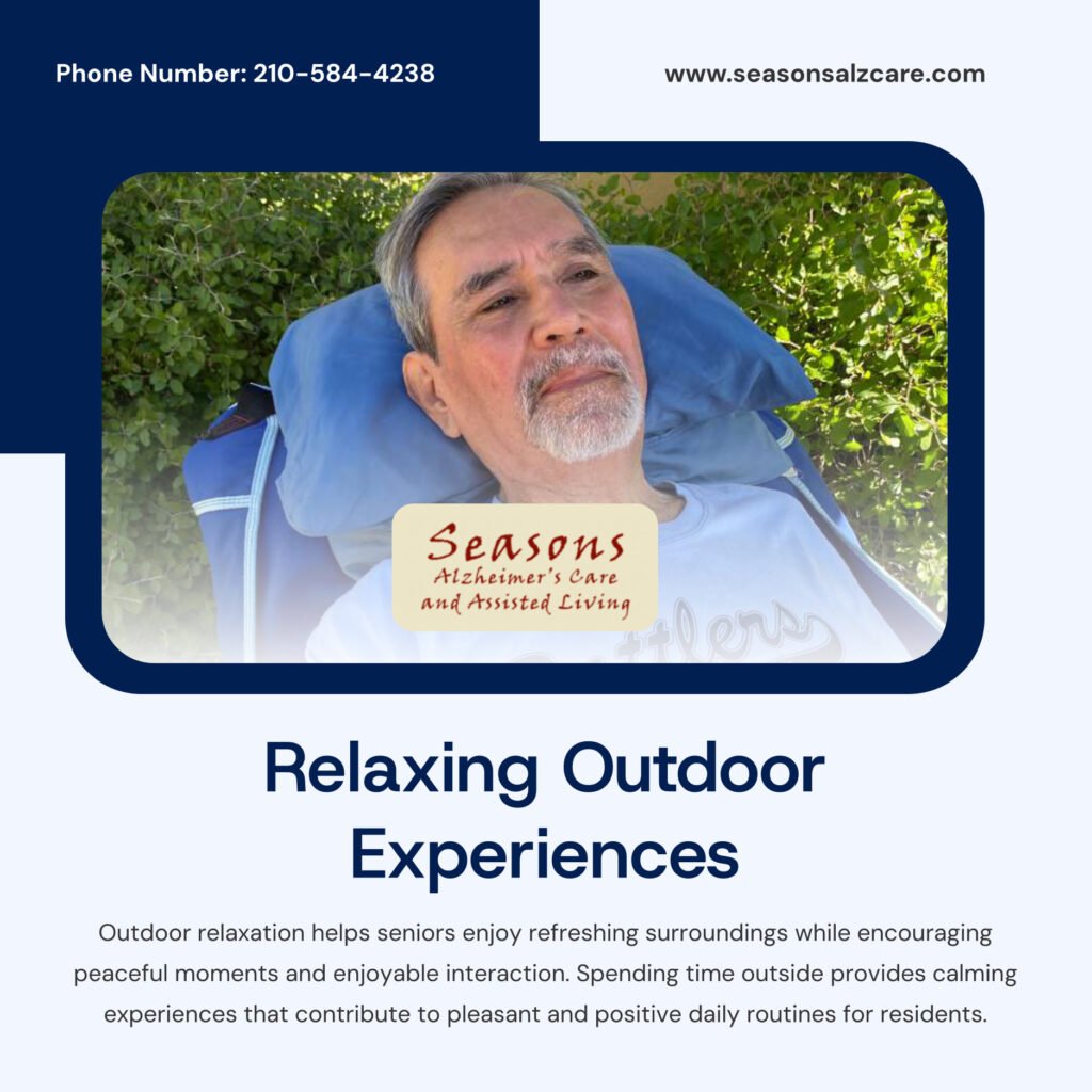 Peaceful outdoor experiences help create relaxing and refreshing moments for seniors throughout the day. 🌳🌤️💖 At Seasons Alzheimer's Care and Assisted Living, quiet surroundings…