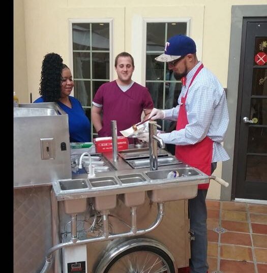 The ice-cream cart rolls into the Seasons courtyard.